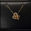 10k Gold Double Heart Diamond Pendant Necklace - Milan Fine Jewelry