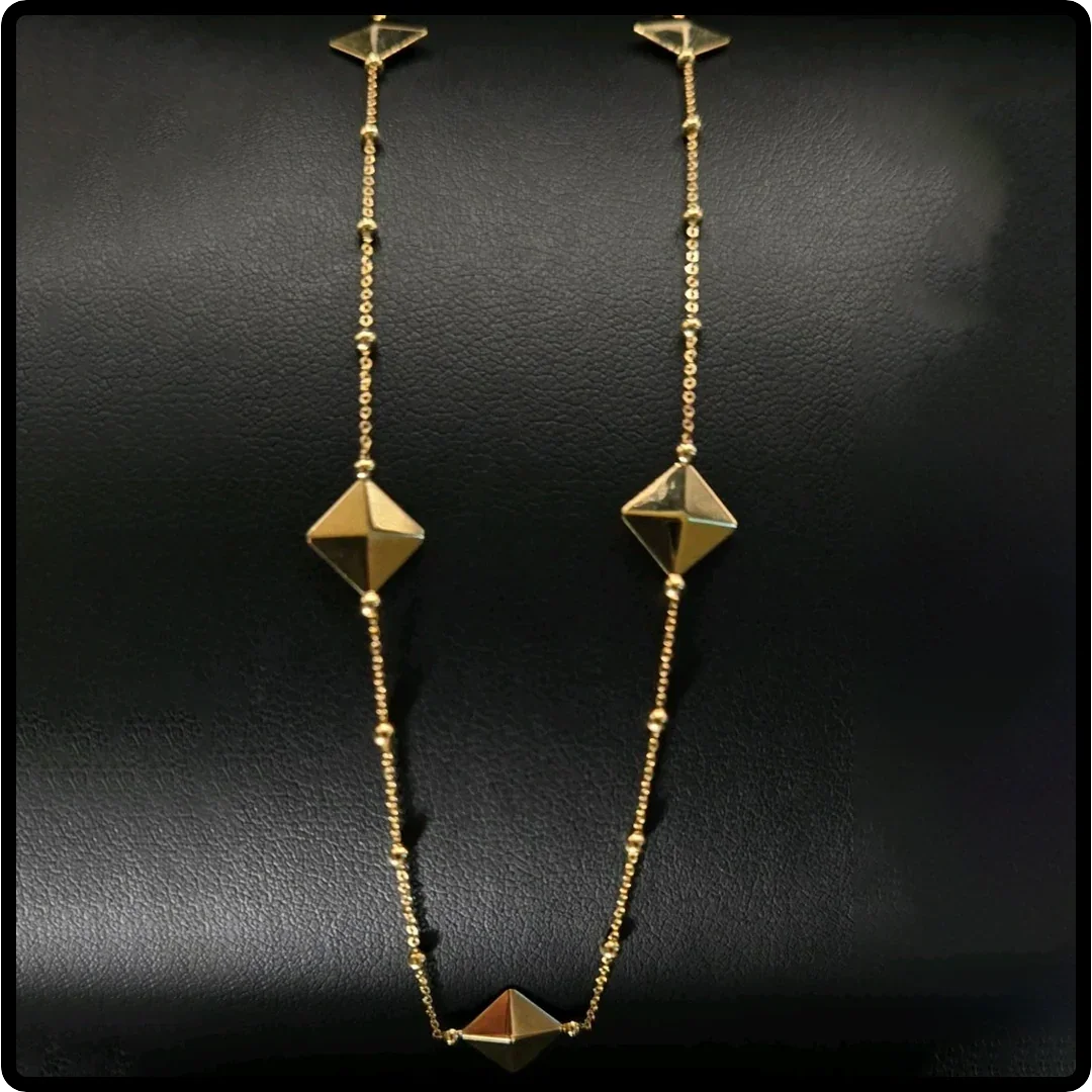 14k Italian Gold Diamond Station Necklace - Milan Fine Jewelry 