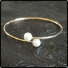 18k Gold Pearl Adjustable Bangle Bracelet