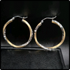 14k Two Tone Gold Diamond Cut Hoop Earrings