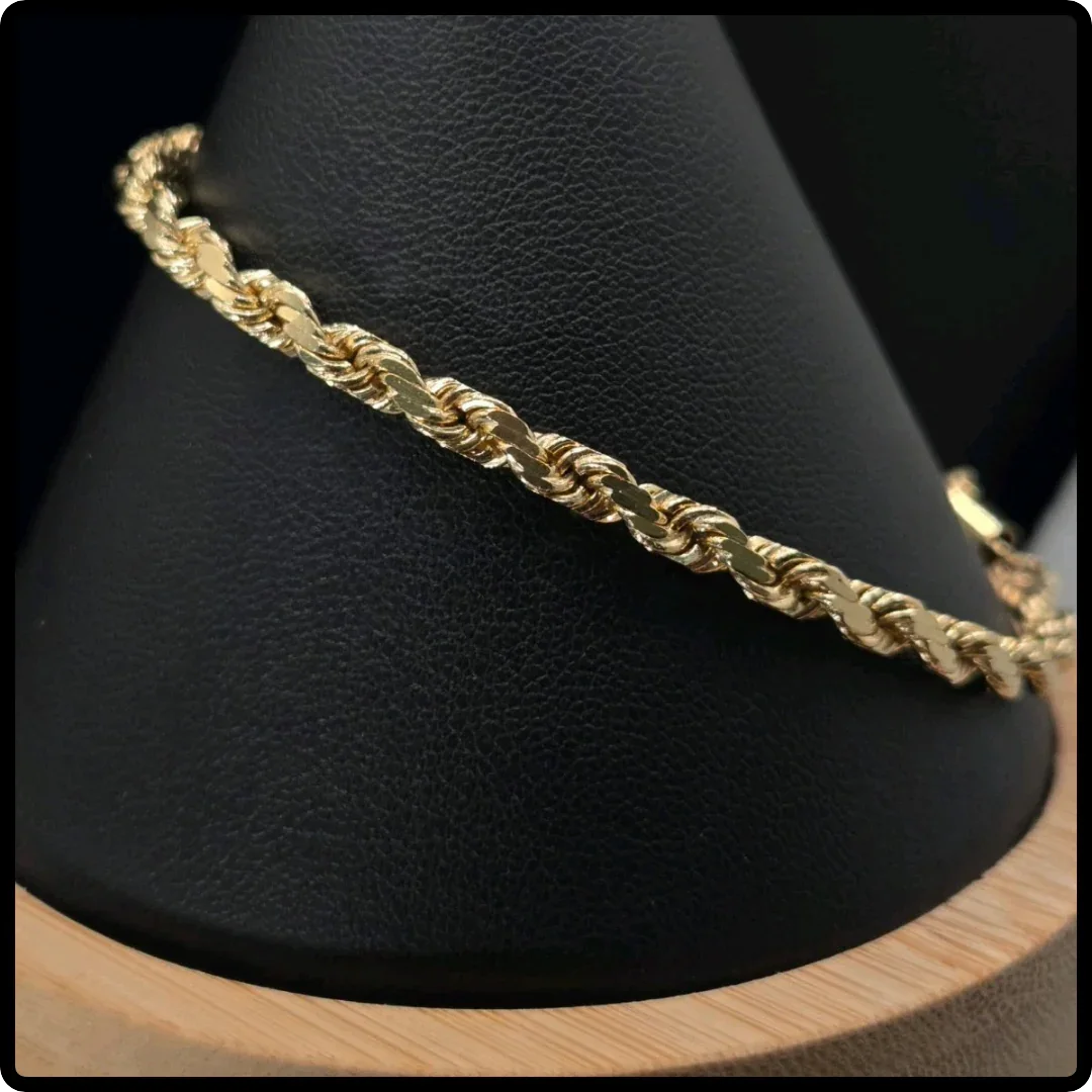 10k Gold Men's Diamond Cut Rope Bracelet - Milan Fine Jewelry 