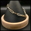 14k Solid Gold Paperclip Cz Accent Bracelet