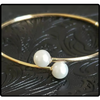 18k Gold Pearl Adjustable Bangle Bracelet