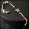 14k Gold Flower Cz Accent Link Bracelet