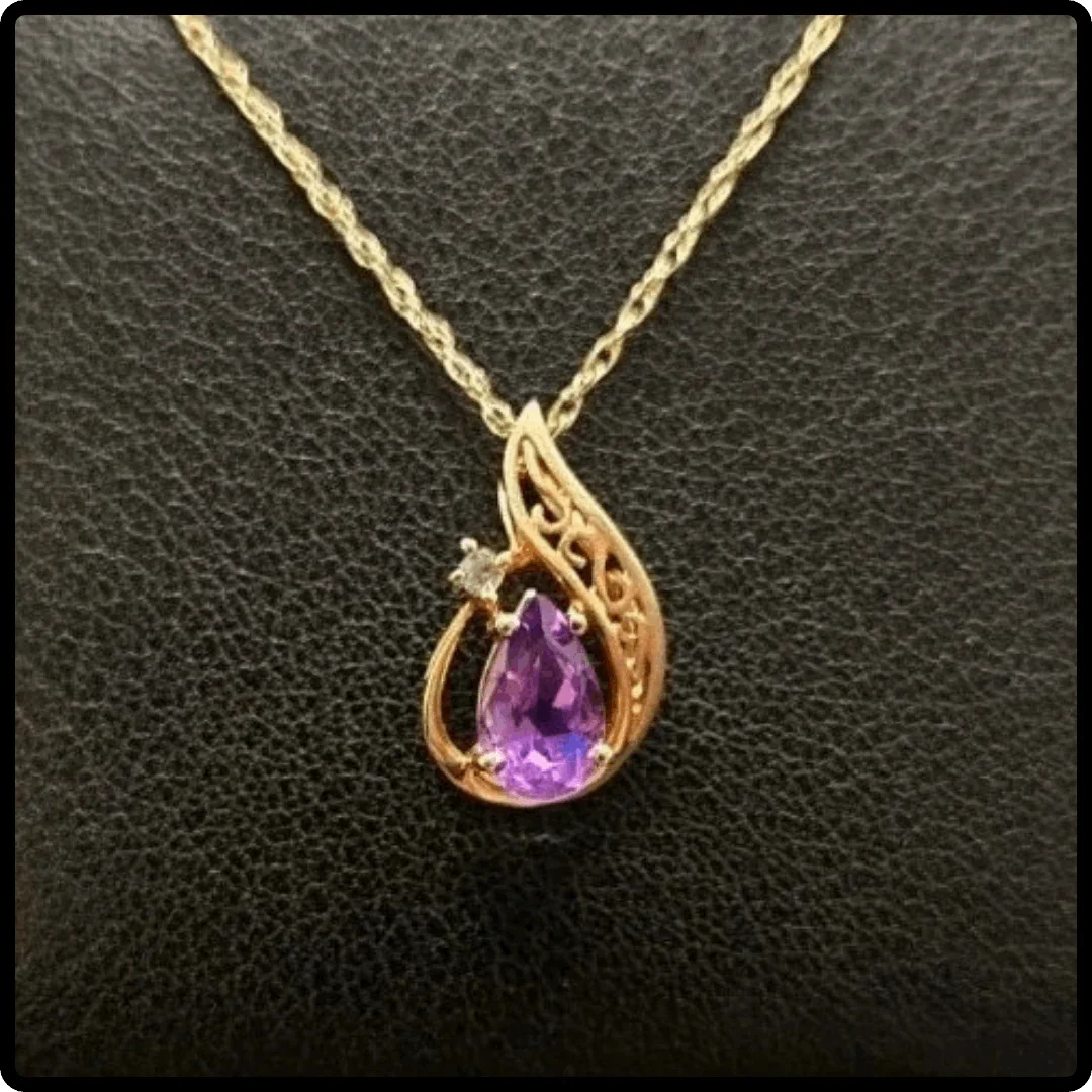 14k Gold Vintage Amethyst Pendant Necklace – fine jewelry