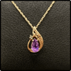 14k Gold Vintage Amethyst Pendant Necklace