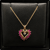 10K Gold Ruby and Diamond Heart Necklace