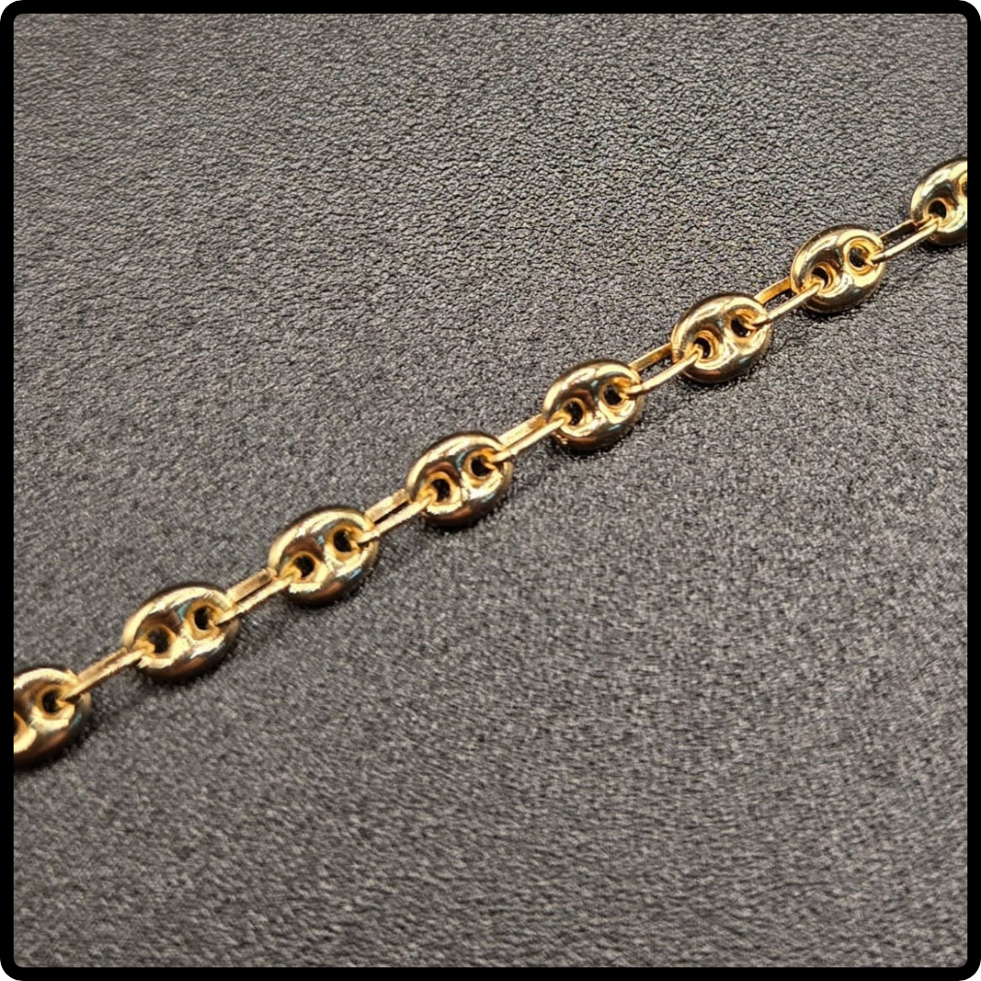 14k Gold Puff Mariner Bracelet