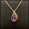 14k Gold Vintage Amethyst Pendant Necklace