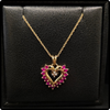 10K Gold Ruby and Diamond Heart Necklace