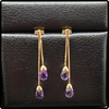 14k Gold Amethyst Dangle Earrings