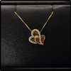 10k Gold Double Heart Diamond Pendant Necklace