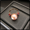 14k Rose Gold Large Pearl & Garnet Ring