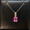 14k Italian White Gold Vintage Pink Topaz And Diamond Pendant Necklace - Milan Fine Jewelry 