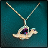 14k Gold Amethyst Dragon Pendant Necklace