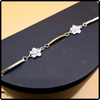 14k Gold Flower Cz Accent Link Bracelet