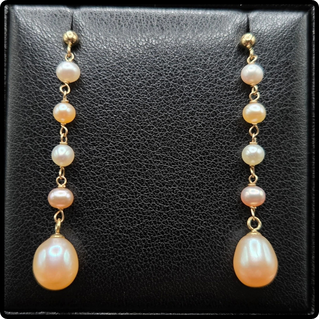 14K Gold Pearl Drop Earrings - Milan Fine Jewelry 