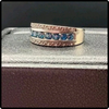 14k White Gold Vintage Blue Topaz And Diamond Band