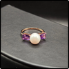 14k Gold Pearl & Amethyst Ring