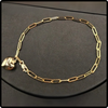 10k Gold Paperclip Heart Charm Bracelet
