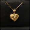 10k Gold Diamond Cut Filigree Heart Pendant Necklace