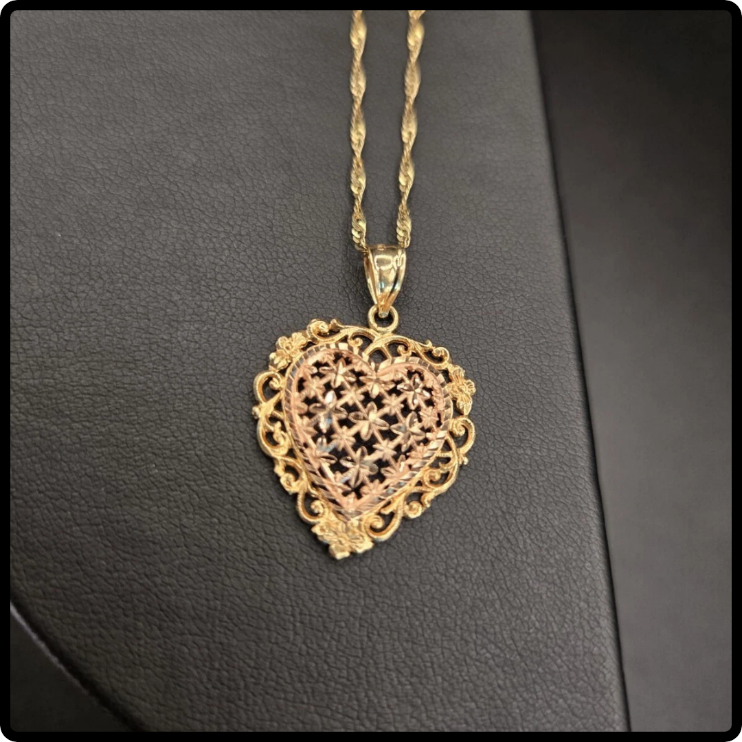 14k Beverly Hills Gold Heart Pendant Necklace