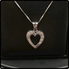 14k Italian White Gold Diamond Heart Pendant Necklace