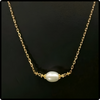 10k Gold Side Pearl Pendant Necklace