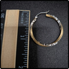 14k Two Tone Gold Diamond Cut Hoop Earrings