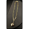 10k Gold Paperclip Heart Charm Bracelet