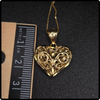 10k Gold Diamond Cut Filigree Heart Pendant Necklace