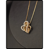 10k Gold Double Heart Diamond Pendant Necklace