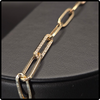 14k Solid Gold Paperclip Cz Accent Bracelet