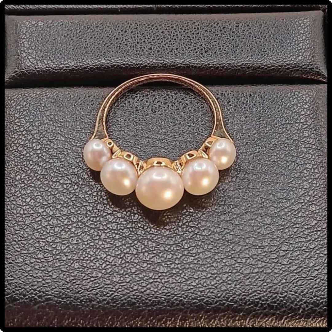 14k Five Freshwater Pearl Gold Ring