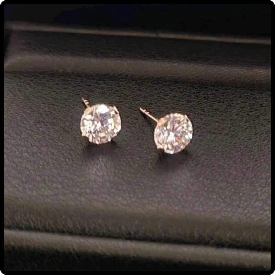 14k Gold Martini 6mm Cz Studs Earrings