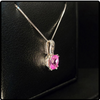14k Italian White Gold Vintage Pink Topaz And Diamond Pendant Necklace - Milan Fine Jewelry 