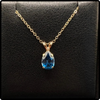 14K Gold London Blue Topaz & Diamond Necklace
