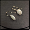 14k Gold Button Pearl Dangle Earrings