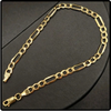 10k Italian Gold Men's Flat Square Link Figaro Bracelet