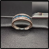 14k White Gold Vintage Blue Topaz And Diamond Band