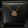 10k Gold Double Heart Diamond Pendant Necklace