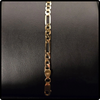 14k Italian Gold Men's Flat Square Figaro Bracelet